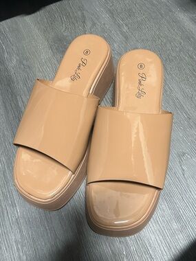 Pink Lily Nude Platform Sandals